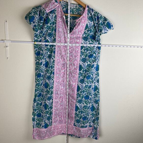SZ Blockprints Kurta Tunic Size S Pink Blue Green Swim Cover Up Cotton Casual - Picture 12 of 14